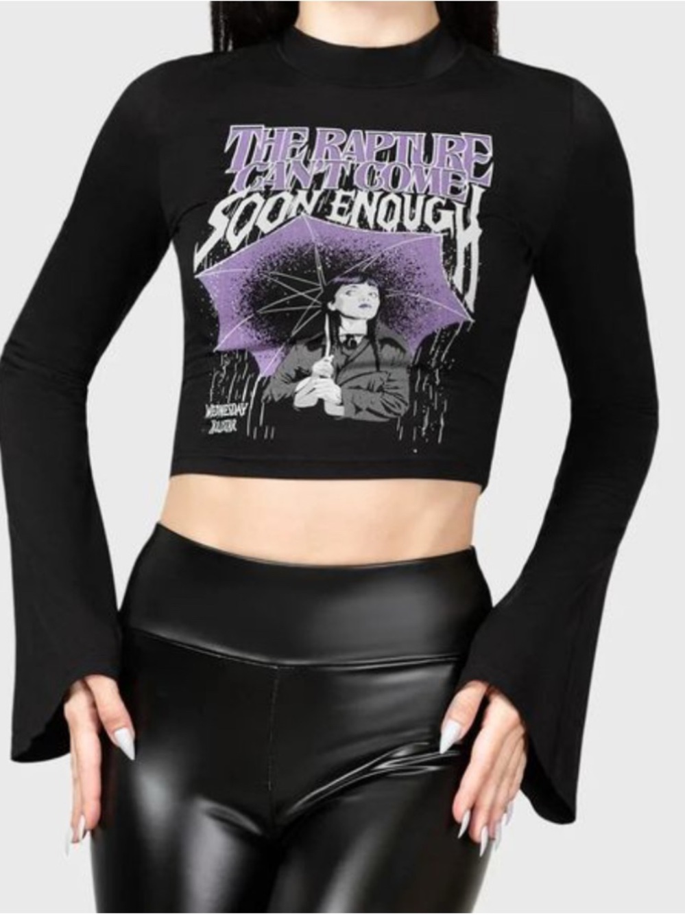 Killstar x Wednesday Womens Crop Top Sz XL Shirt Long Sleeve Addams Family NWT